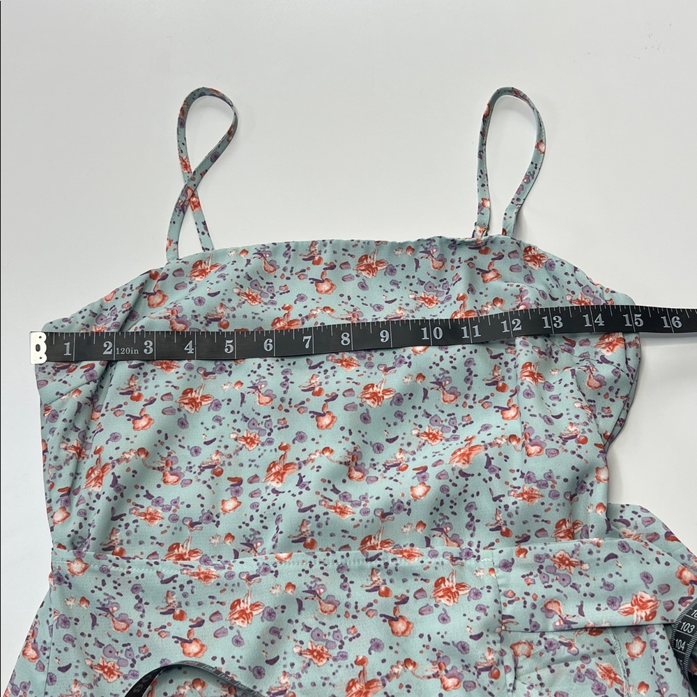 Hello Molly dress faux ruffle wrap floral blue tie mini‎ size M - Picture 4 of 10